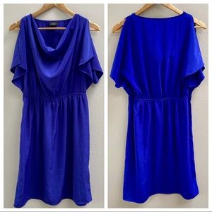 Royal Blue Cowl Neck Flutter Sleeve Dress Size Medium Wedding Guest Party